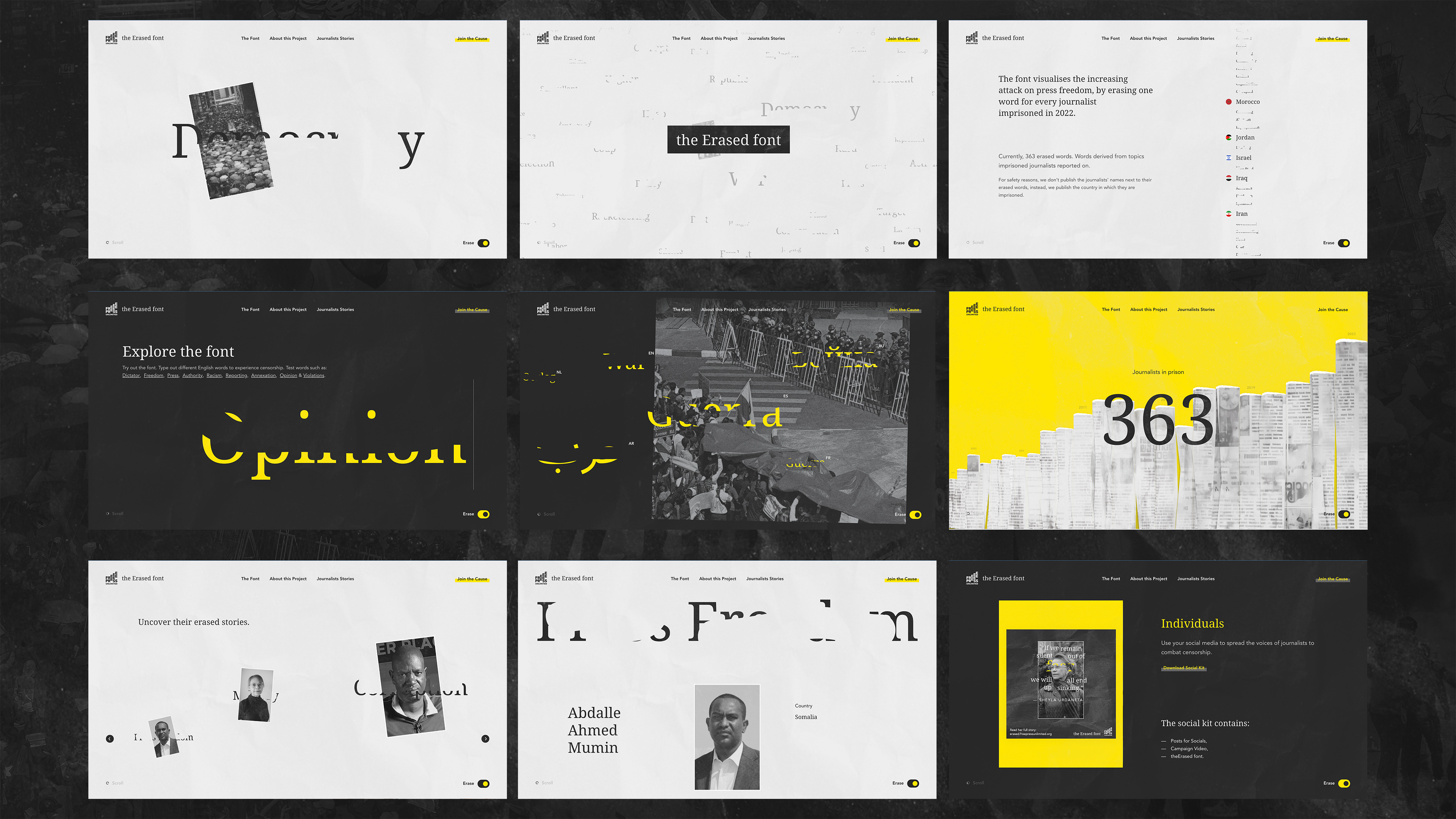 Wonderland amsterdam website design for the Erased Font